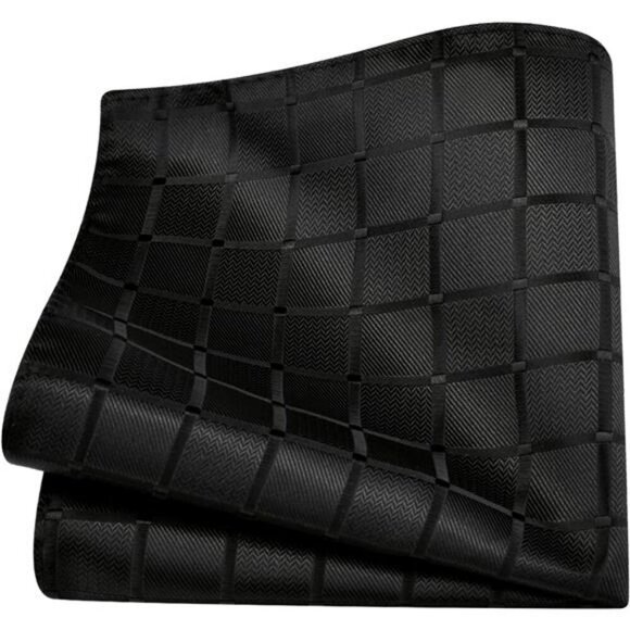 Mens Plaid Tie Set with Pocket Square Cufflinks Lapel Pin Formal Necktie - Picture 4 of 7